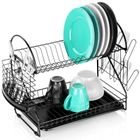 Vilde, suszarka na naczynia, metalowa, czarna, 2-poziomowa, 53-24-38,5 cm