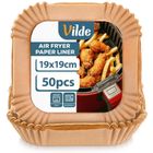 Vilde, wkład do frytkownicy beztłuszczowej Air Fryer, papierowy, kwadratowy, 19-19 cm, 50 szt.