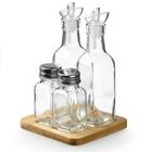 Vivalto, zestaw do przypraw i oleju z drewnianą podstawą, 4 elementy