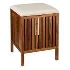 Wenko, Fondi, drewniane siedzisko łazienkowe z koszem, 52 cm