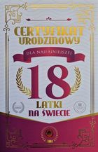 YEKU, karnet Certyfikat Urodzinowy 18 urodziny damskie