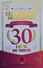 YEKU, karnet Certyfikat Urodzinowy 30 urodziny damskie