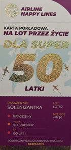 YEKU, karnet karta pokładowa 50 urodziny damskie