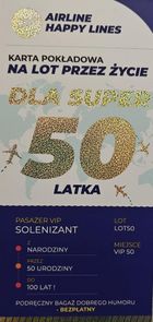 YEKU, karnet karta pokłądowa 50 urodziny męskie