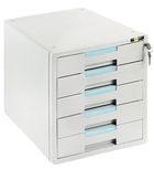 Yellow One, szafka na dokumenty, 5 szuflad, szaro-niebieska