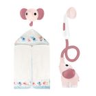 Yookidoo, zestaw kąpielowy: Prysznic słonik, różowy + okrycie kąpielowe