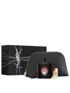 Yves Saint Laurent, Black Opium, zestaw: woda perfumowana, spray, 90 ml + Rouge Pur Couture, pomadka do ust, 01 Le Rouge, 1,3 ml + kosmetyczka