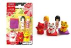 Zestaw gumek do ścierania, Kokeshi i kotek