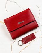 Zestaw: Portfel, Brelok, czerwony, skórzany, RFID, Peterson