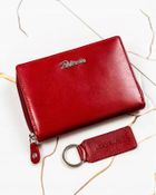 Zestaw: Portfel, Brelok, czerwony, skórzany, RFID, Peterson