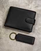 Zestaw prezentowy: Portfel, Brelok, czarny, skóra ekologiczna, RFID, Rovicky