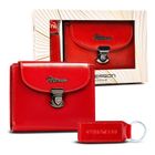 Zestaw prezentowy: Portfel, Brelok, czerwony, skórzany, Peterson