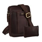 Zestaw, Torba listonoszka, Etui na klucze, brązowy, skórzany, Peterson