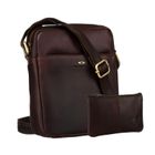 Zestaw, Torba listonoszka, Etui na klucze, brązowy, skórzany, Peterson