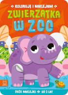 Zwierzątka w zoo. Koloruję i naklejam. 3 lata