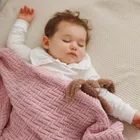 BabyOno, kocyk dzianinowy, bawełniany, różowy