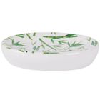 Bathroom Solutions, zestaw łazienkowy ceramiczny, biały dekor bambus, 4 elementy