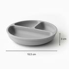 Bocioland, silikonowy talerzyk z przyssawkami i przegródkami, jasny szary