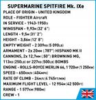 Cobi, Historical Collection WWII, Supermarine Spitfire Mk.IX E, klocki, 364 elementy