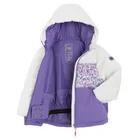 Cool Club, Kurtka narciarska dziewczęca z kapturem, ocieplana, biało-fioletowa