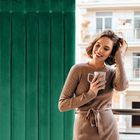 Eurofirany, zasłona gotowa, Alita, na szelkach, 140-250 cm, ciemnozielony