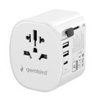 Gembird, adapter podróżny z uziemieniem, 15W, biały