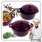 Hage, emaliowany garnek, żeliwny, eggplant, 22 cm, 3l