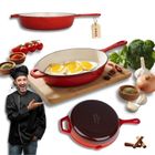 Hage, patelnia żeliwna, emaliowana, czerwona, 26 cm