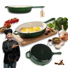 Hage, patelnia żeliwna, emaliowana, zielona, 26 cm