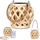 Home Styling Collection, lampion, bambusowy z jutowym uchwytem, naturalny