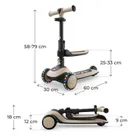 Kinderkraft, Halley 2, hulajnoga 3-kołowa, balansowa 2w1, LED, Stone White