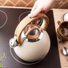 Klausberg, czajnik stalowy z gwizdkiem, beżowy mat, 3l, kb-7956