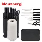 Klausberg, zestaw noży w stojaku z deską i chwytem na ręcznik, kb-7977