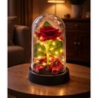 Lean Toys, wieczna róża w kopule, z oświetleniem LED, czerwona, 14-8 cm