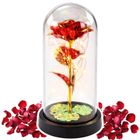 Lean Toys, wieczna róża w szle kryształowa oświetlenie LED, motylek, czerwona, 21-11 cm