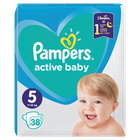 Pampers, Active Baby, pieluchy jednorazowe, rozmiar 5, Junior, 38 szt.