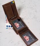 Portfel, brązowy, skórzany, Peterson