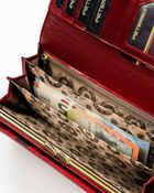 Portfel na karty, czerwony, skórzany, RFID, Peterson