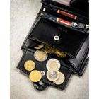 Portfel z brelokiem, czarny, skórzany, Peterson