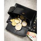 Portfel z brelokiem, czarny, skórzany, Peterson