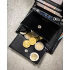 Portfel z brelokiem, czarny, skórzany, Peterson