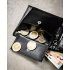 Portfel z brelokiem, czarny, skórzany, Peterson