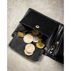 Portfel z brelokiem, czarny, skórzany, Peterson