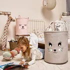 Sipo, kosz na zabawki XL, bawełniany, wodoodporny, zamykany na ściągacz, Różowy miś