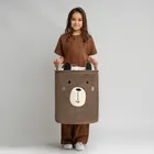 Sipo, kosz na zabawki XXL, wersja premium, zamykany na ściągacz, Brązowy miś