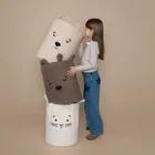 Sipo, Miś, kosz na zabawki XL, premium boucle, zamykany na ściągacz, beżowy