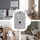 Sipo, Miś, kosz na zabawki XL, premium boucle, zamykany na ściągacz, szary