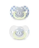 Suavinex, SX Pro, Wild & Free, smoczek fizjologiczny, niebieski, świecący, 0-6 m, 2 szt.