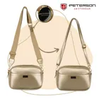 Torebka listonoszka, złota, skóra ekologiczna, Peterson