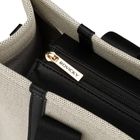 Torebka shopper, beżowo-czarna, Rovicky